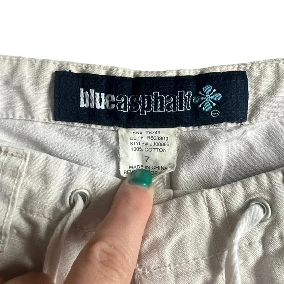 Blue Asphalt Cream Capri Cropped Pants Y2K - Picture 3 of 3